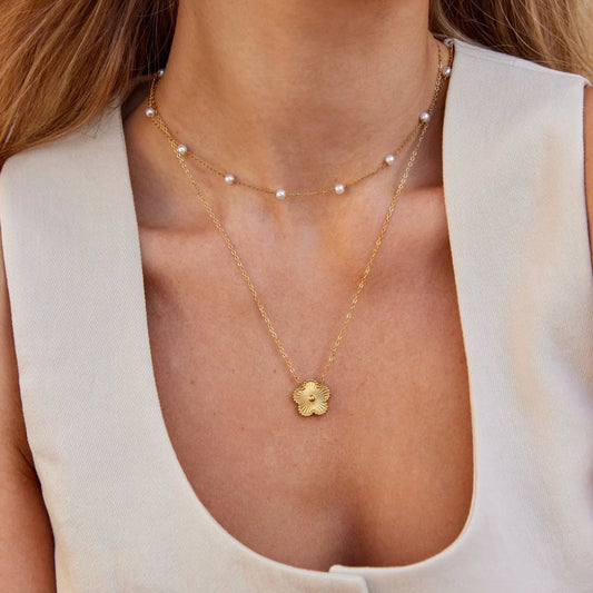 Elegant Golden Pearl Necklace by Reine