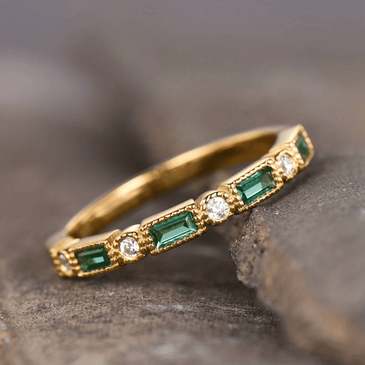 Fabiana - Gold Ring Featuring Green Zirconia Accent