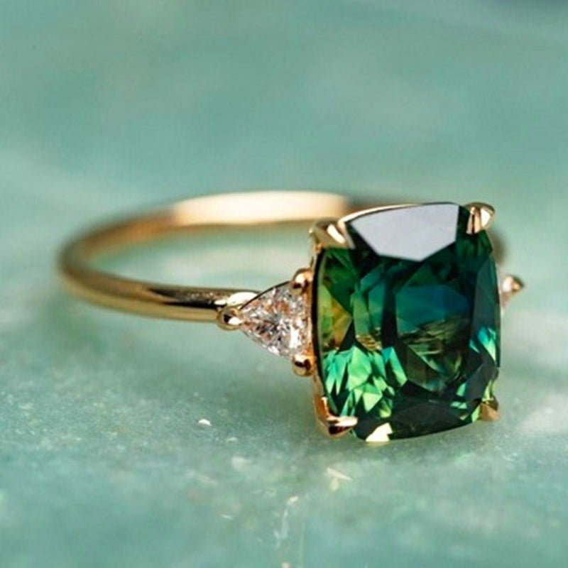 Maricela - Gold Ring with Green Zirconia