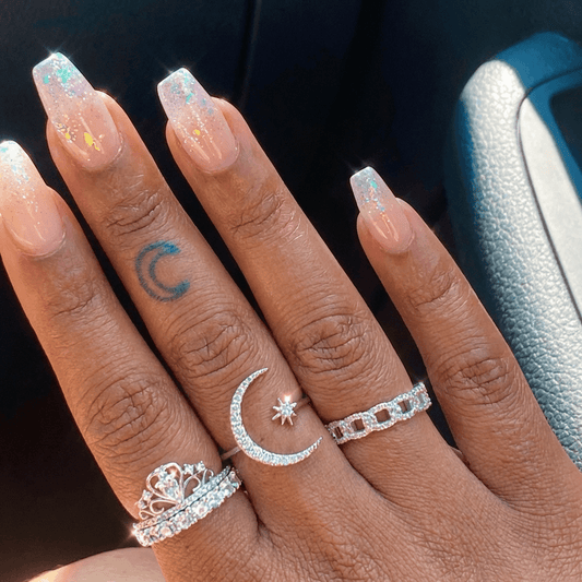 Moon and Star Ring made of Silver