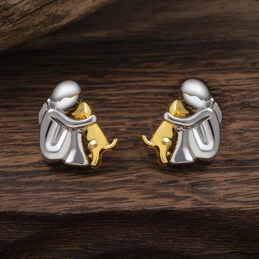 Silver and Gold Two - Tone Hug Earrings