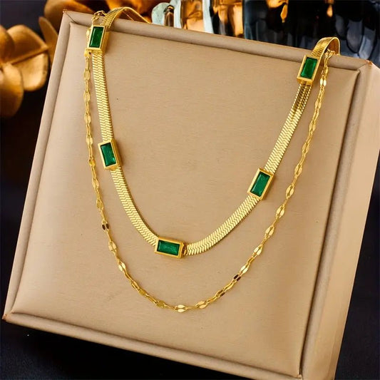 Sorella Gem Retro Double Layer Collar - Gold
