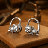 925 Silver Sleeping Puppy Stud Earrings