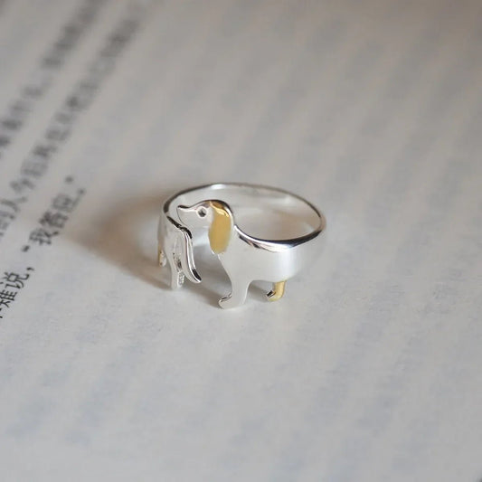 925 Sterling Silver Dachshund Ring – Adjustable Fit