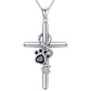 925 Sterling Silver Paw & Cross Necklace