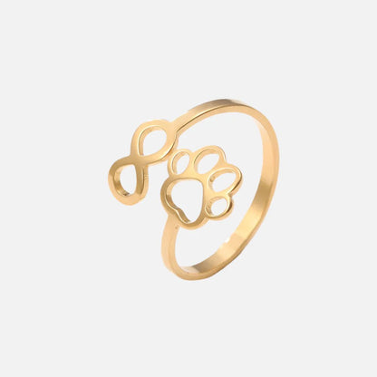 Adjustable Infinity Paw Ring – Stainless Steel