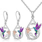 Beautiful Hummingbird Necklace for Women with Bonus Earrings