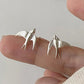 Beautiful Silver Swallow Bird Clip - On Earrings