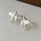 Beautiful Silver Swallow Bird Clip - On Earrings