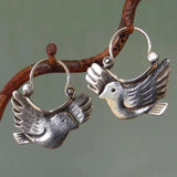 Boho Bird - Inspired Dangle Earrings – Silver - Tone
