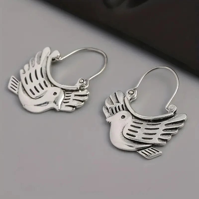 Boho Bird - Inspired Dangle Earrings – Silver - Tone