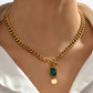 Bold Emerald Pendant Necklace | Gold