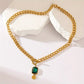 Bold Emerald Pendant Necklace | Gold