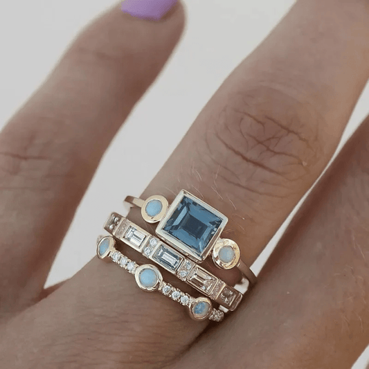 Carla - Retro Blue Crystal Ring Collection