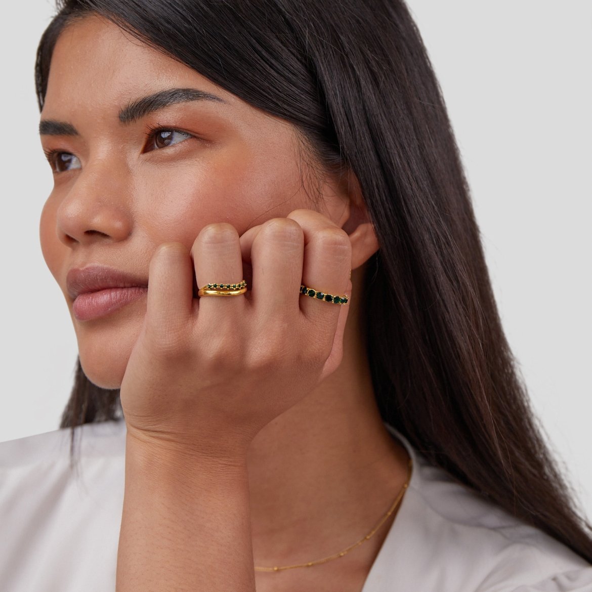Carmen - Multi - Tiered Emerald Green Ring
