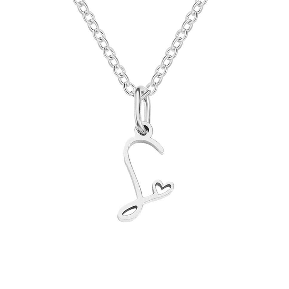 Collar con corazón de letras en tono plateado