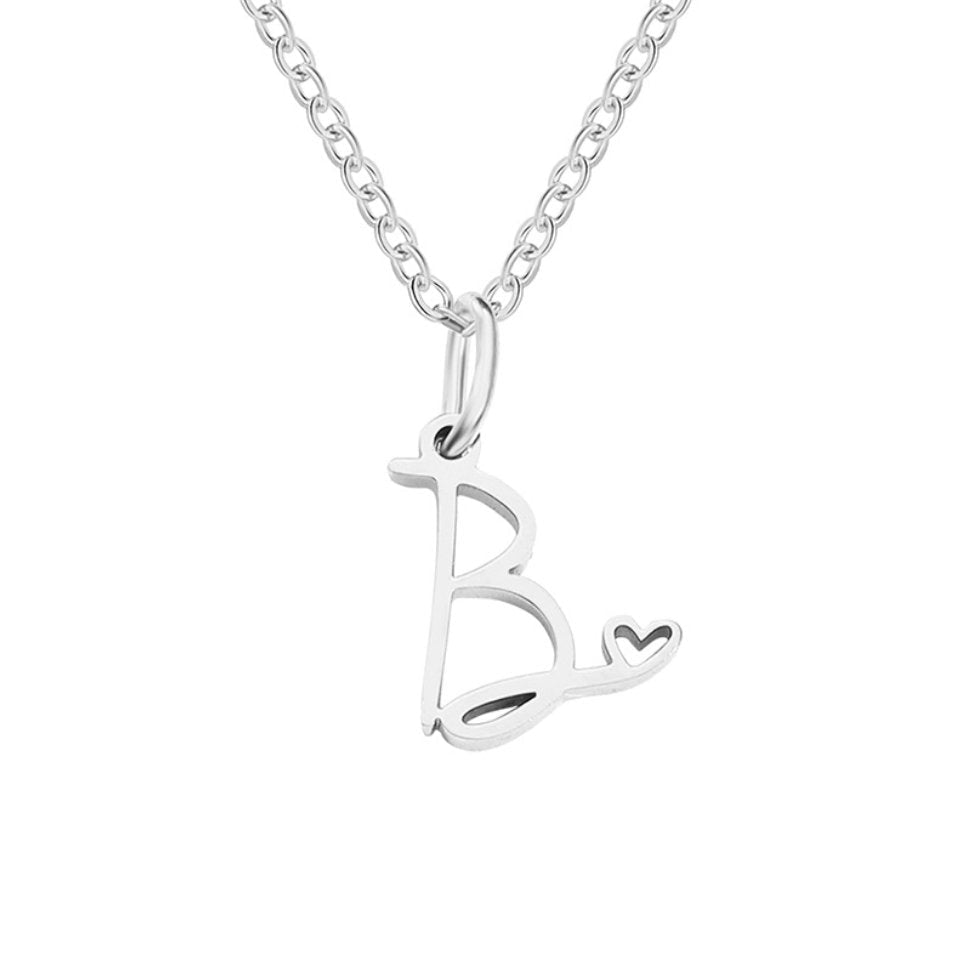 Collar con corazón de letras en tono plateado