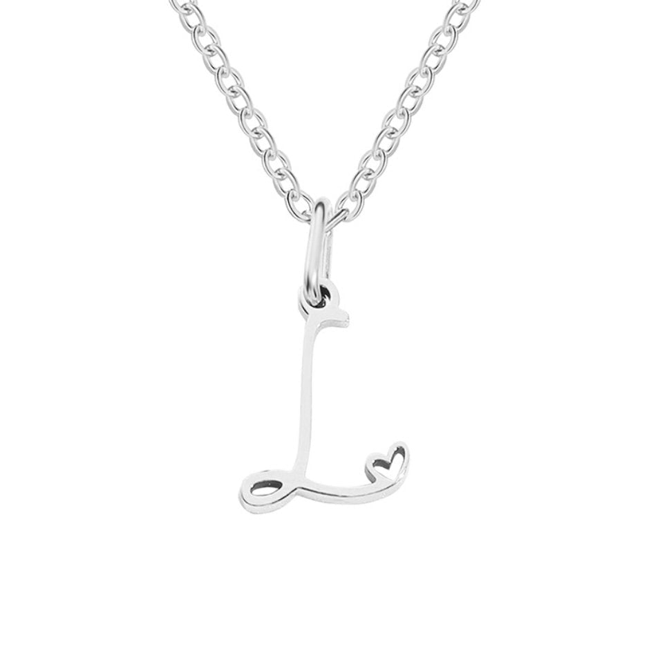 Collar con corazón de letras en tono plateado