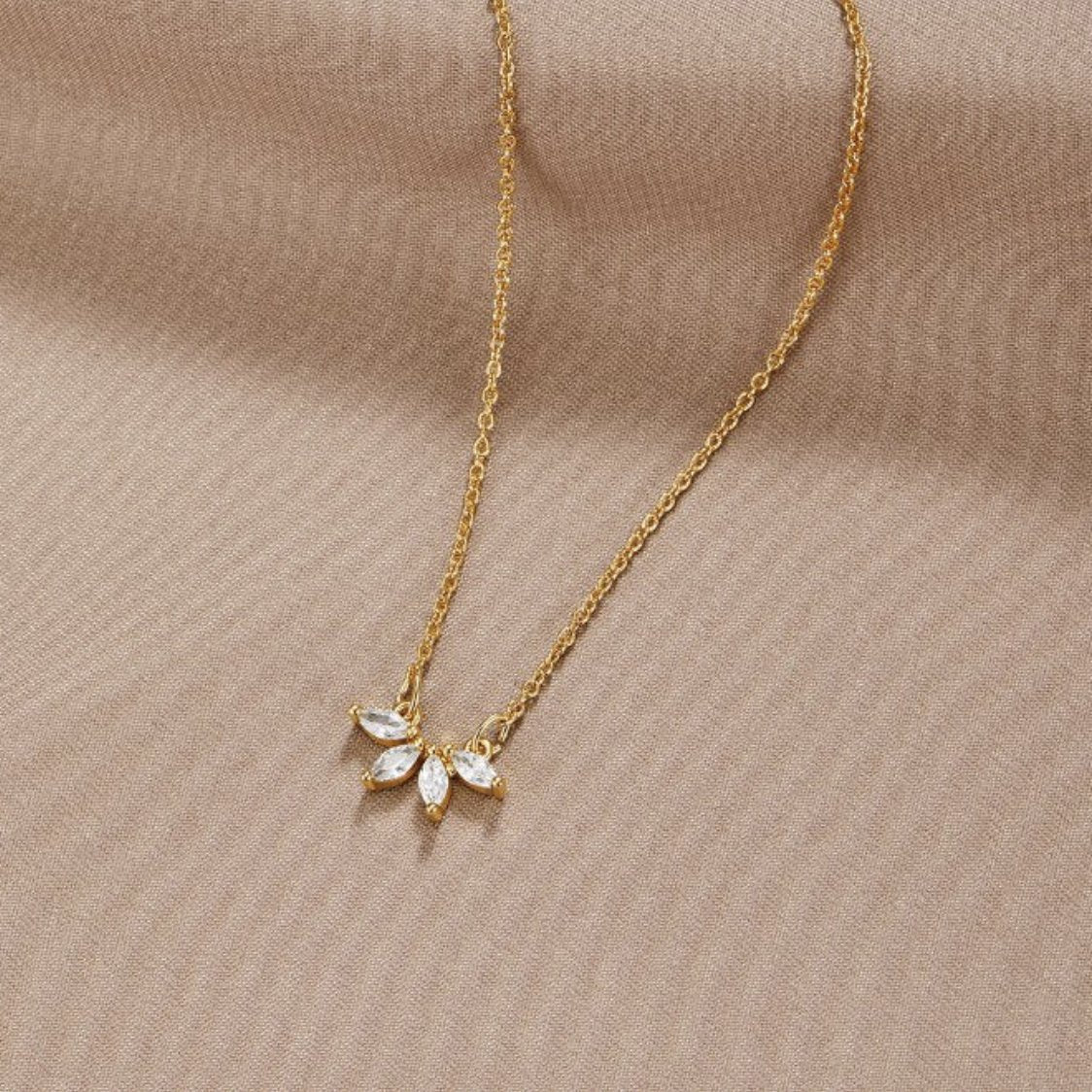 Crystal Leaf Necklace by Omelia