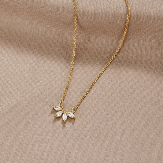 Crystal Leaf Necklace by Omelia