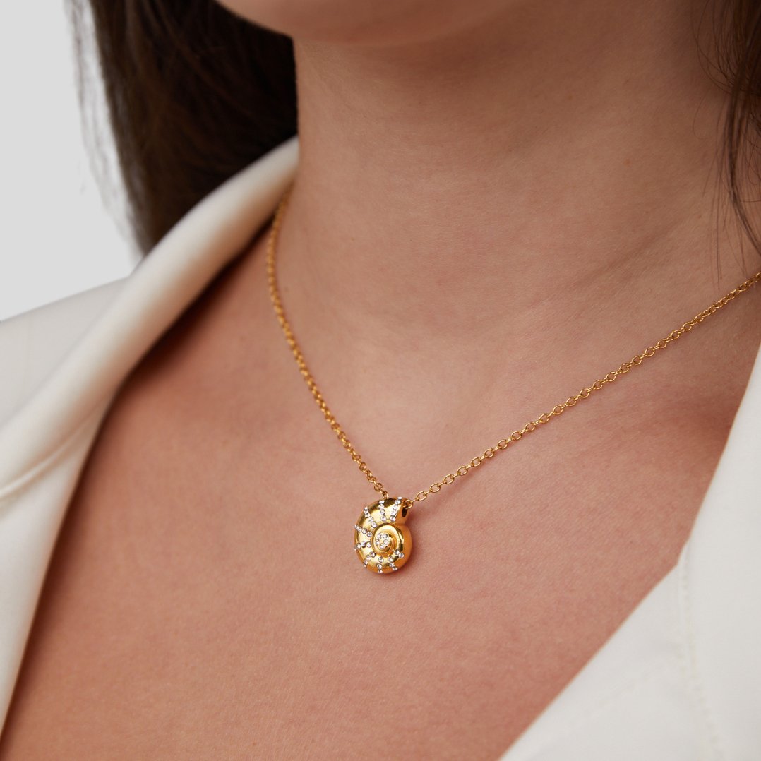 Crystal Shell Pendant Necklace by Luca