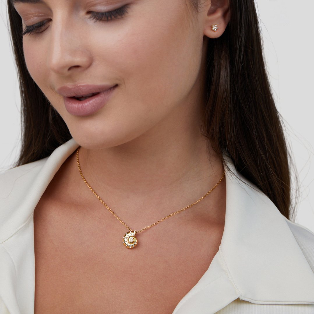 Crystal Shell Pendant Necklace by Luca