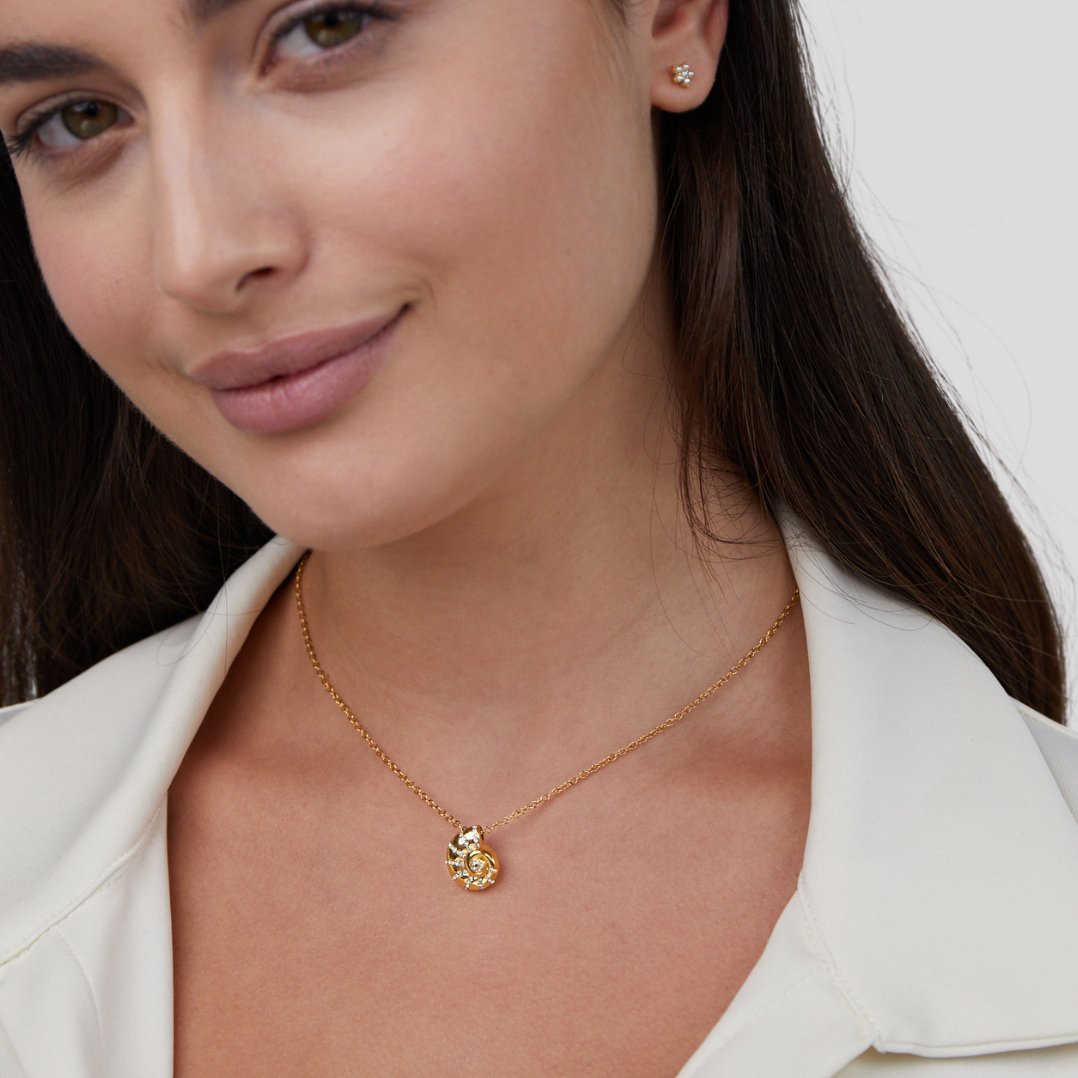Crystal Shell Pendant Necklace by Luca
