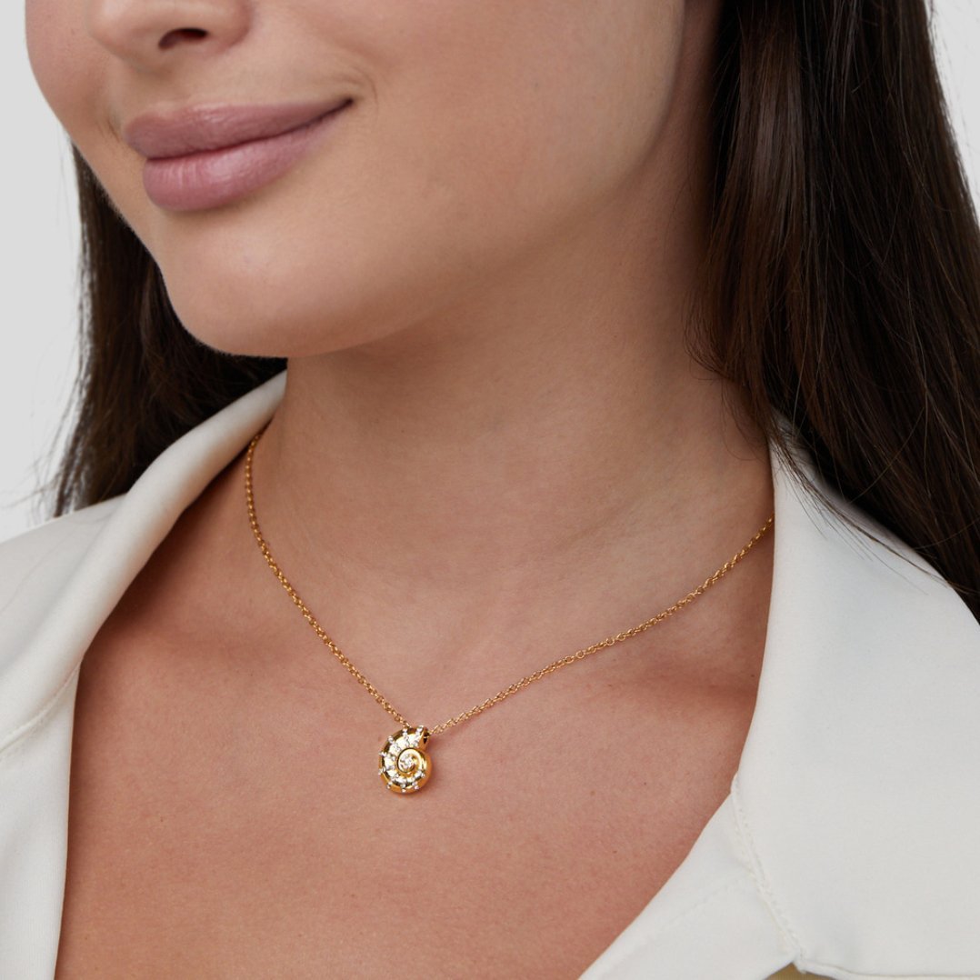 Crystal Shell Pendant Necklace by Luca