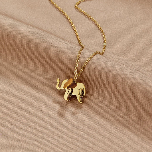Elegant Golden Elephant Pendant Necklace