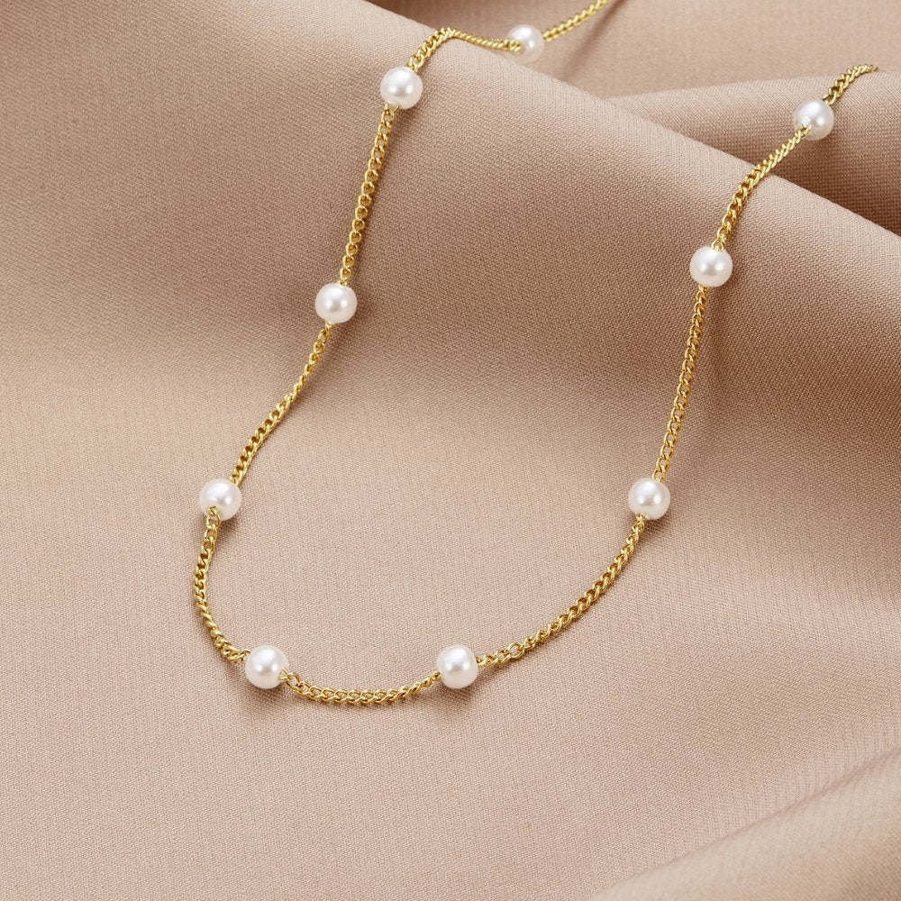 Elegant Golden Pearl Necklace by Reine