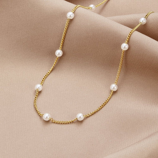 Elegant Golden Pearl Necklace by Reine
