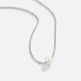 Elegant Silver Pearl Solitaire Necklace