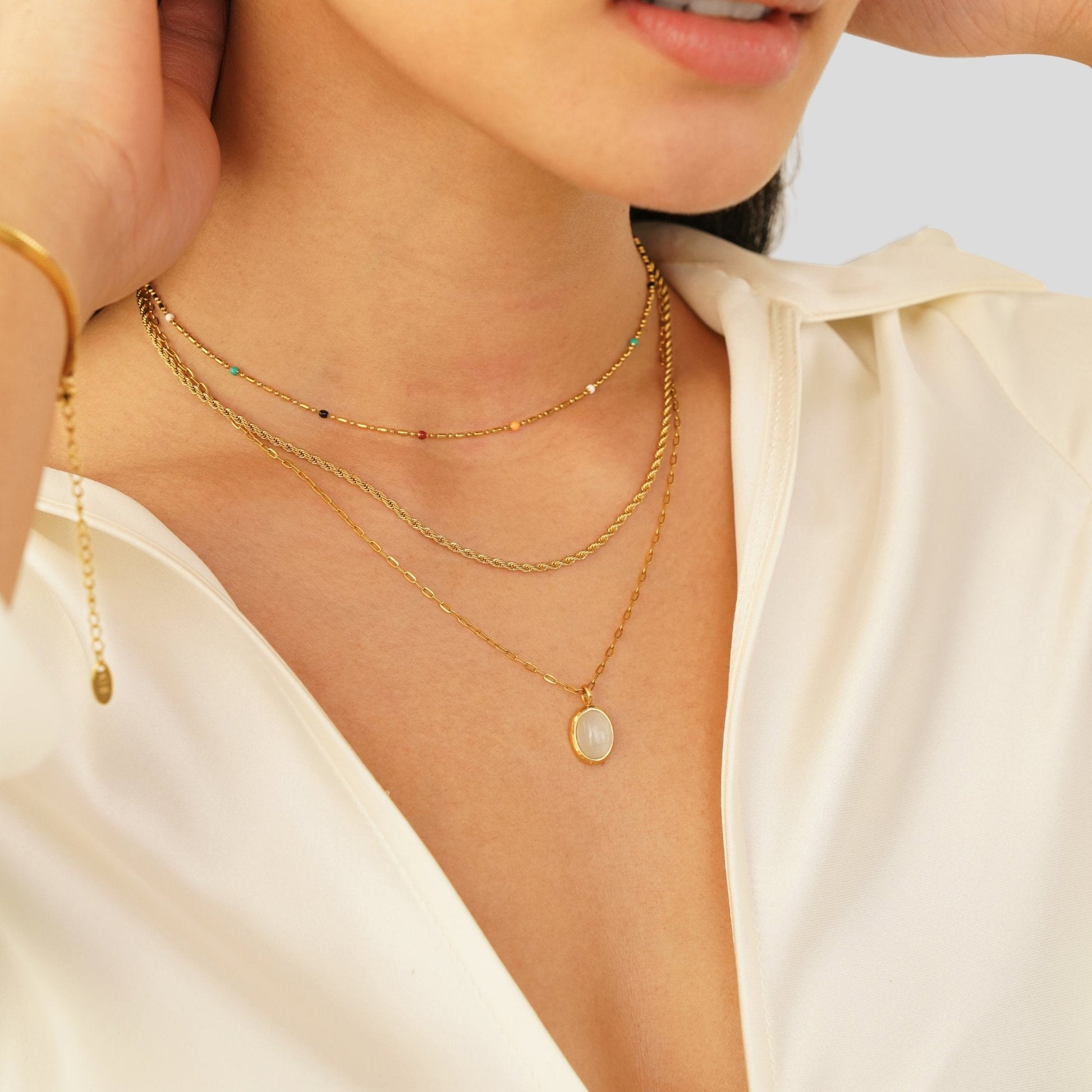 Elegant White Opal Pendant Necklace