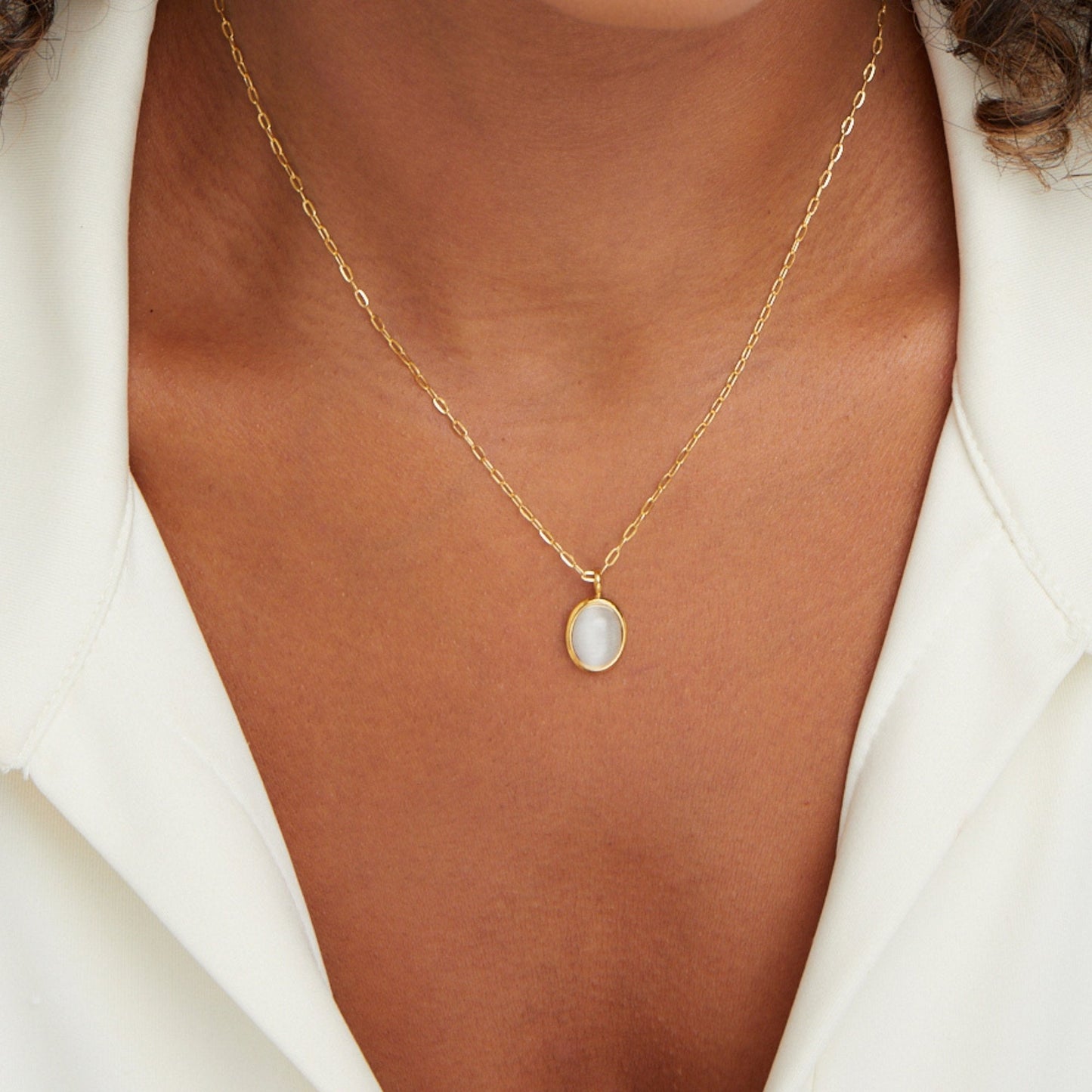 Elegant White Opal Pendant Necklace