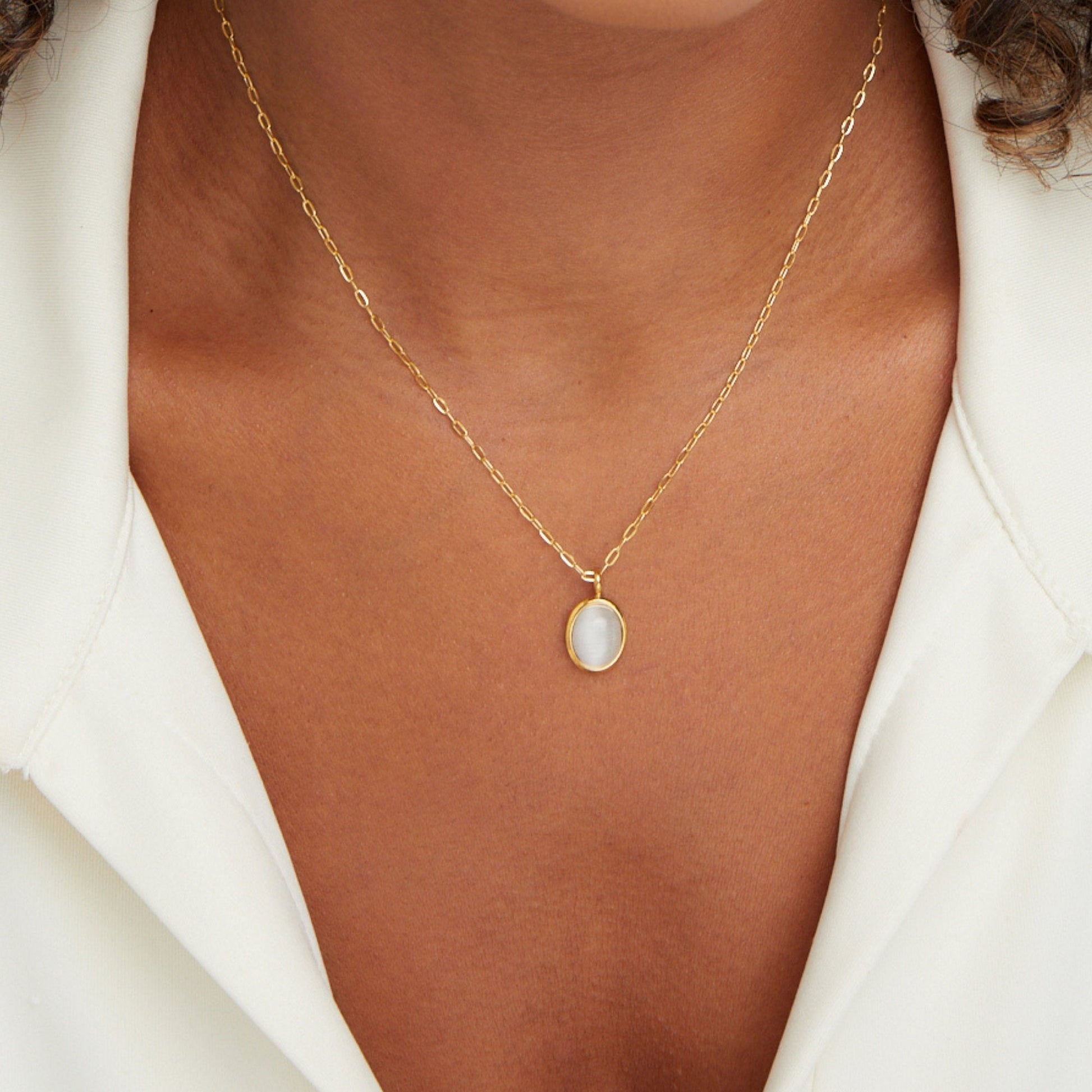 Elegant White Opal Pendant Necklace