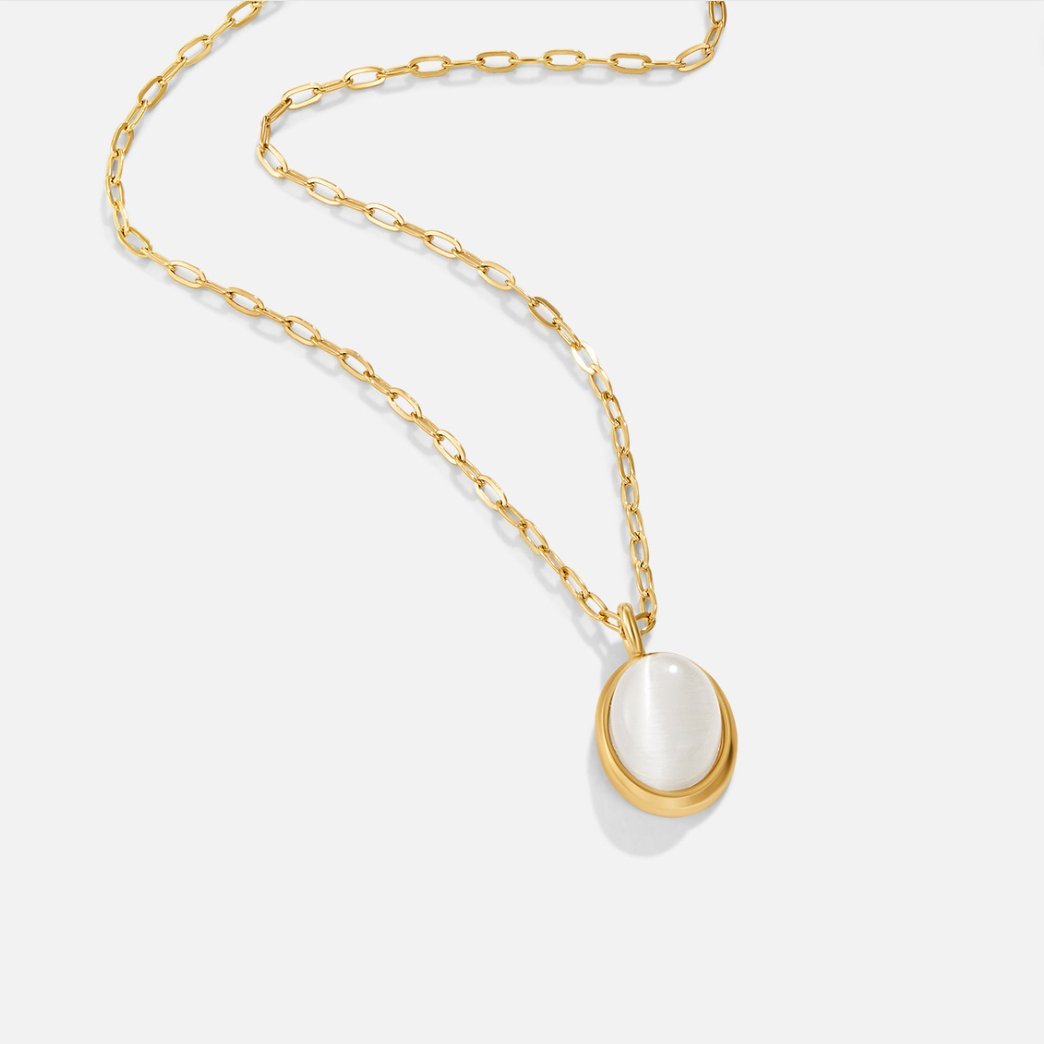 Elegant White Opal Pendant Necklace