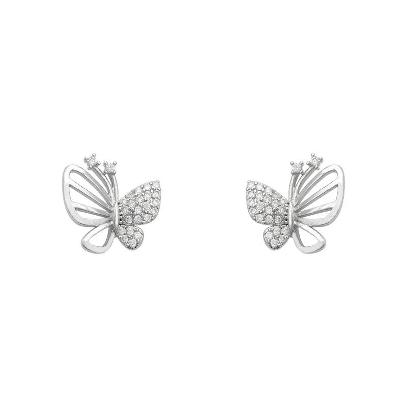 Elegant Zircon Butterfly Stud Earrings