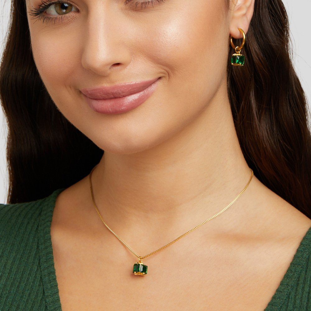 Emerald Geometric Pendant Necklace