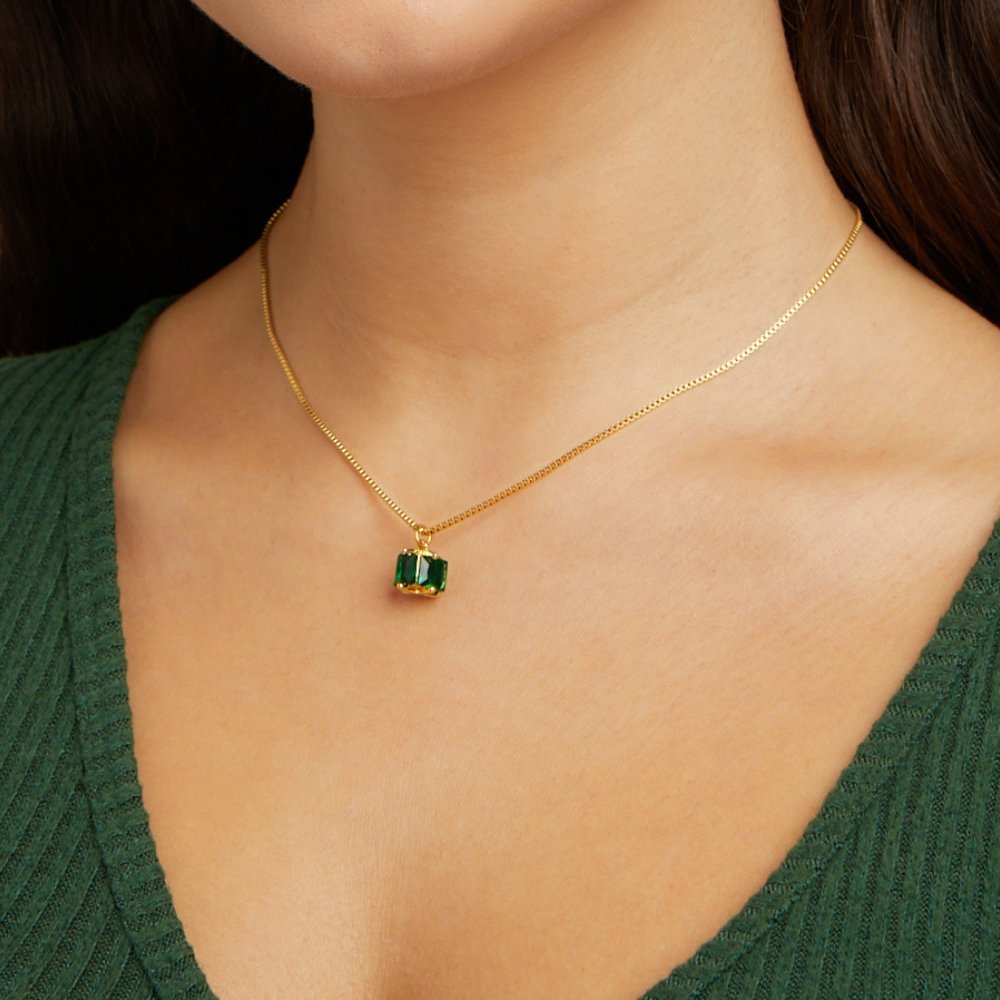 Emerald Geometric Pendant Necklace
