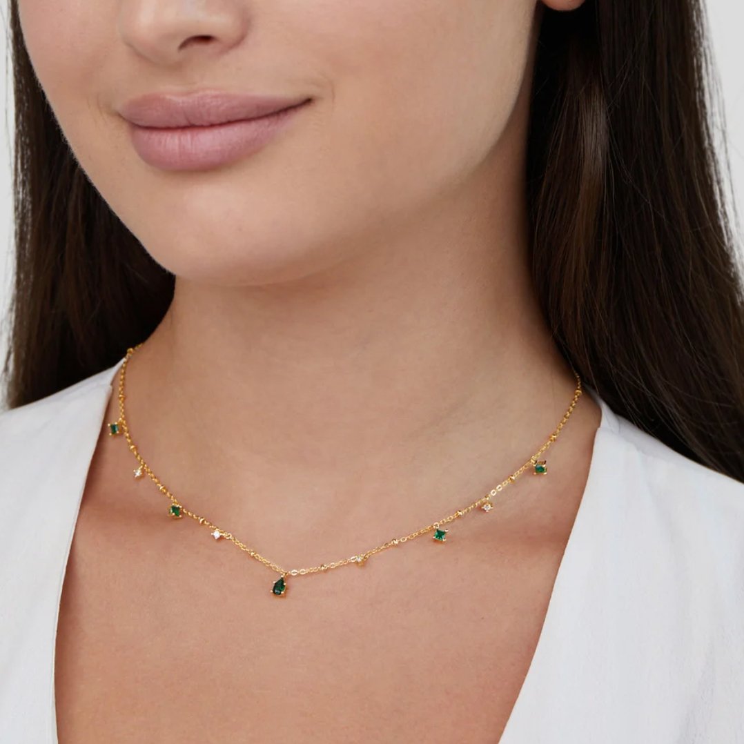 Emily's Elegant Gold Crystal Necklace