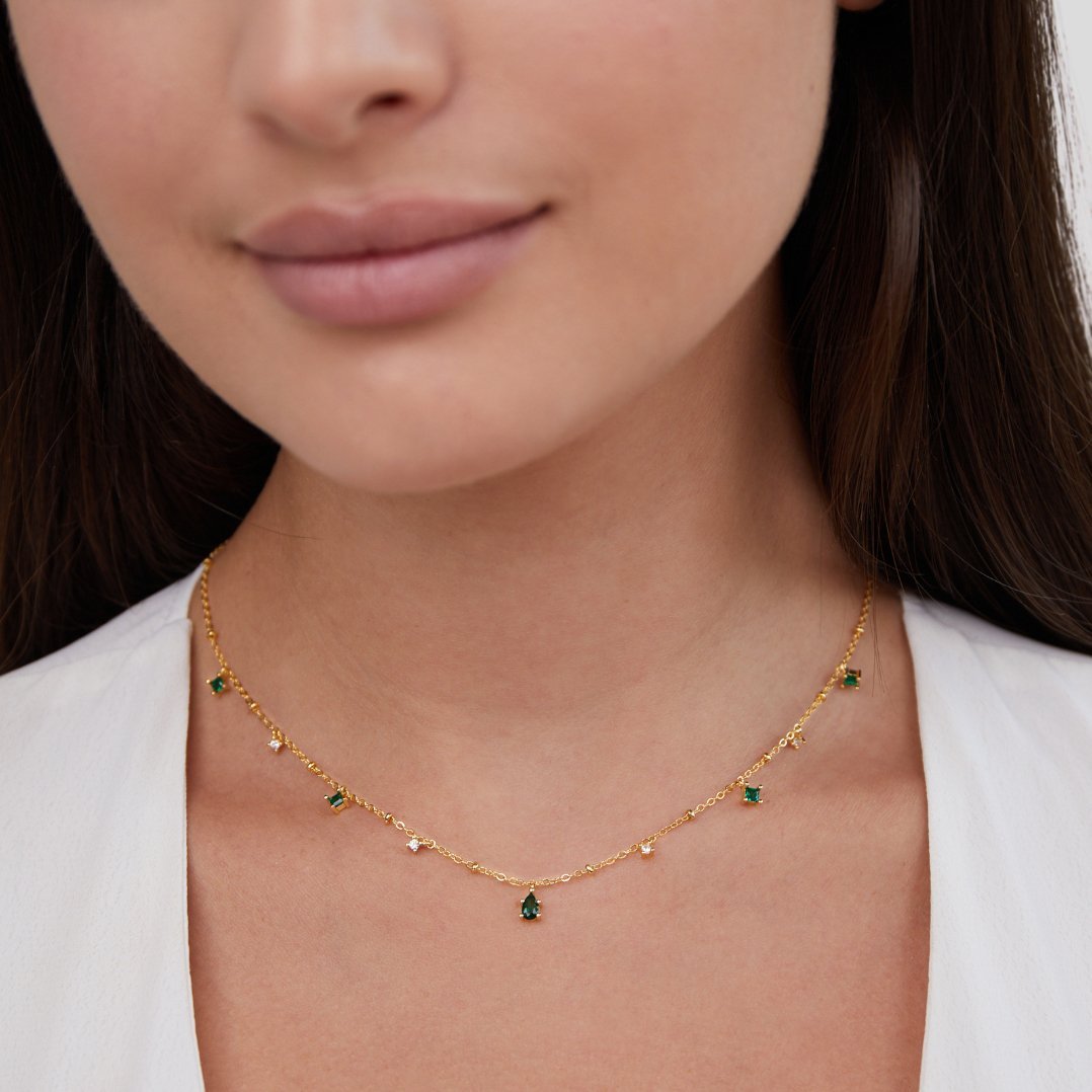 Emily's Elegant Gold Crystal Necklace