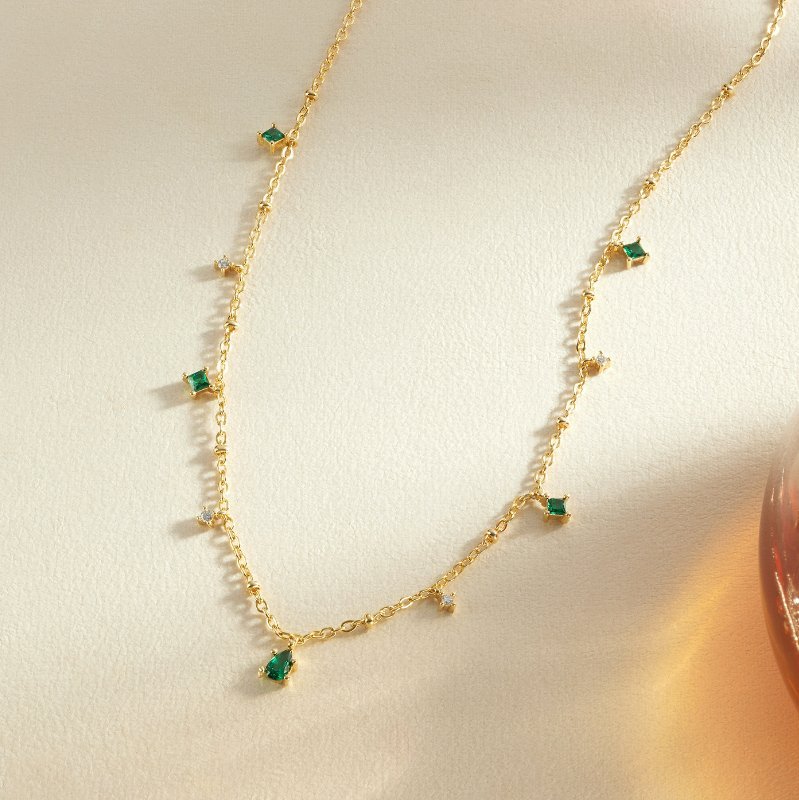 Emily's Elegant Gold Crystal Necklace