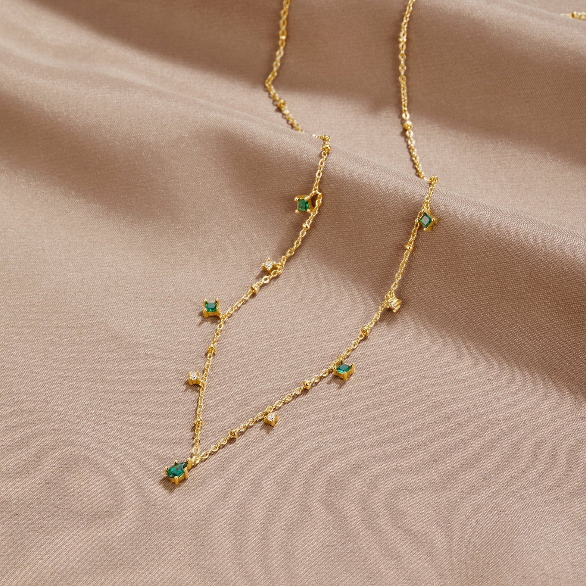 Emily's Elegant Gold Crystal Necklace
