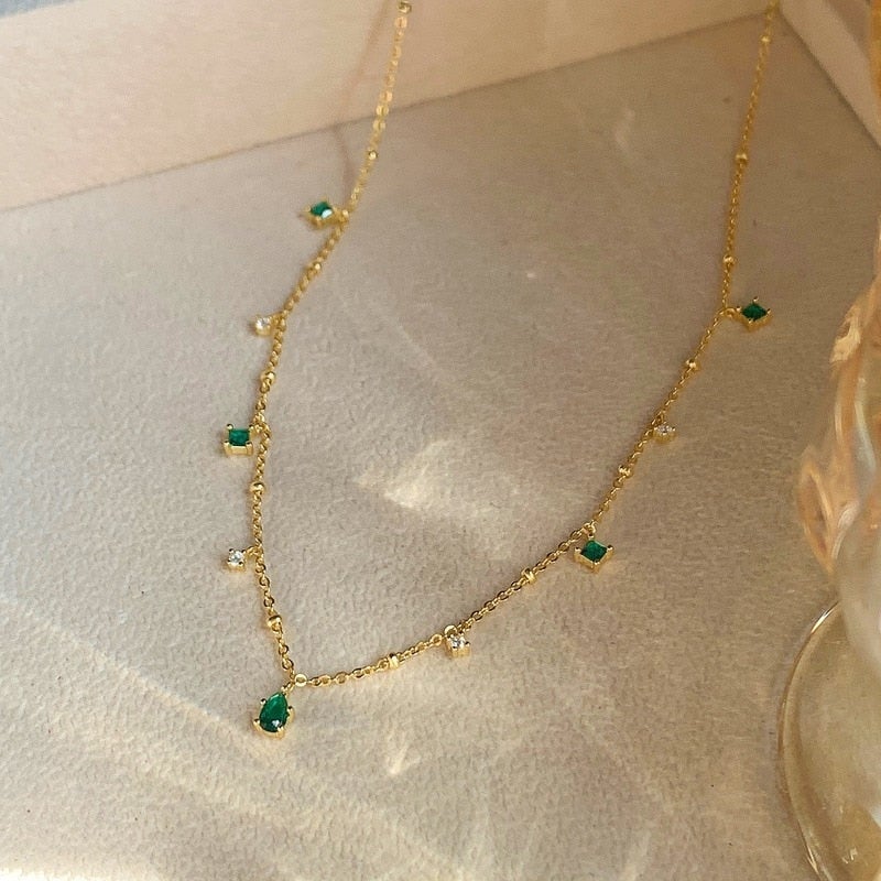 Emily's Elegant Gold Crystal Necklace