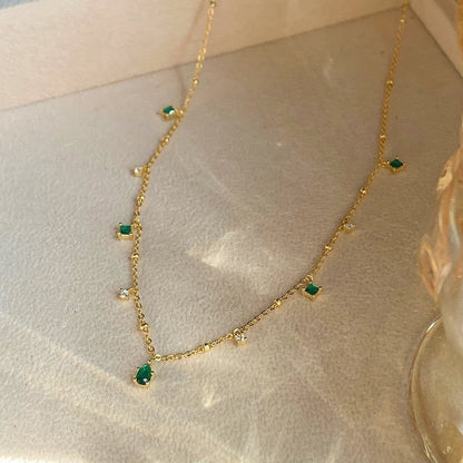Emily's Elegant Gold Crystal Necklace
