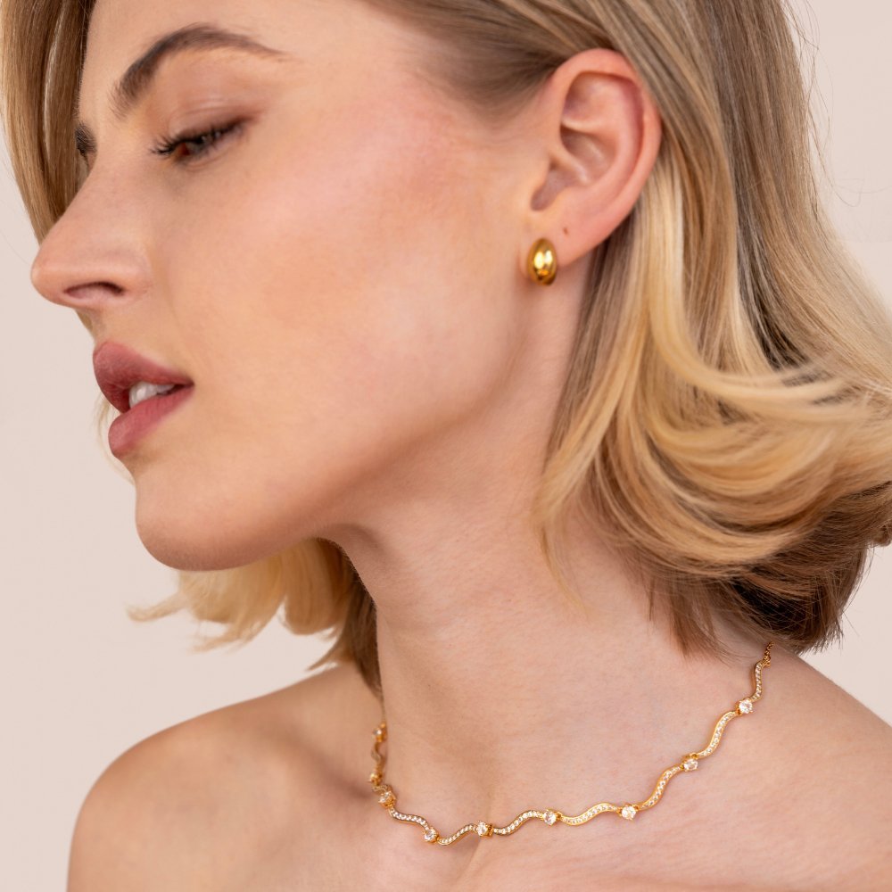 Freya Necklace with Crystal Waves Design
