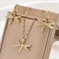 Gold Dragonfly Jewelry Necklace with Bonus Earrings