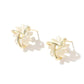 Gold Hoop Earrings with Opal Flowers