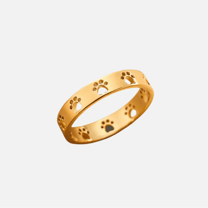 Gold - Tone Paw Print Ring – Stainless Steel