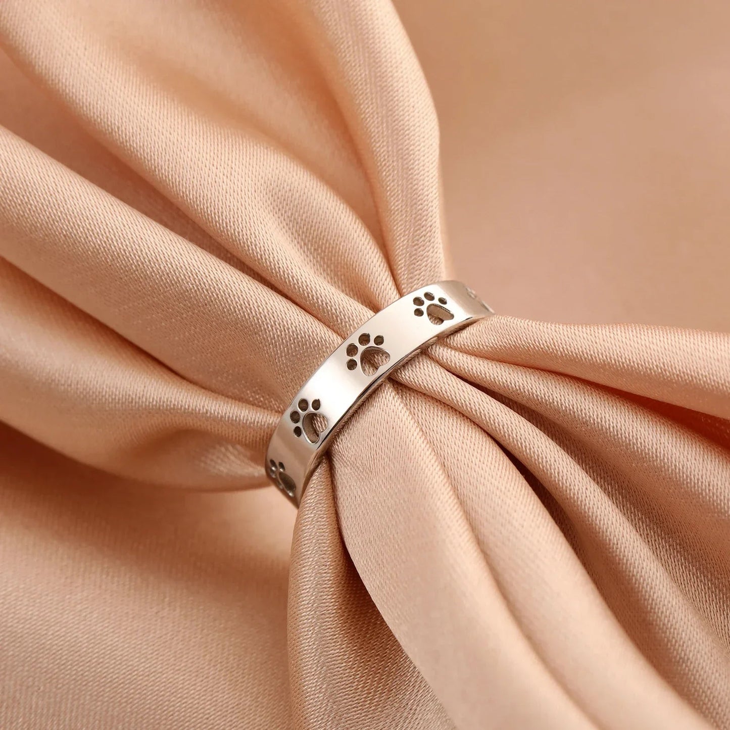 Gold - Tone Paw Print Ring – Stainless Steel
